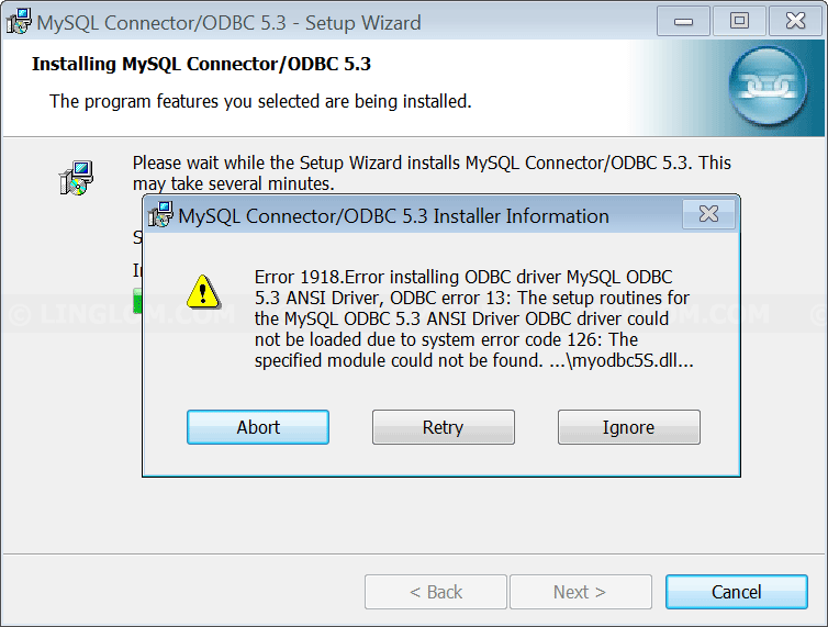 [Solved] Error 1918 while Installing MySQL ODBC Driver